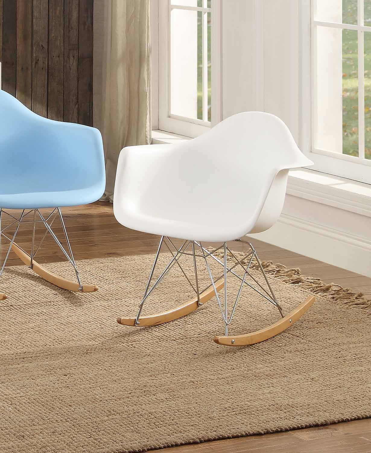 Homelegance Thea Cradle Chair - White with Maple Finish Rocker Homelegance Thea Cradle Chair - White with Maple Finish Rocker