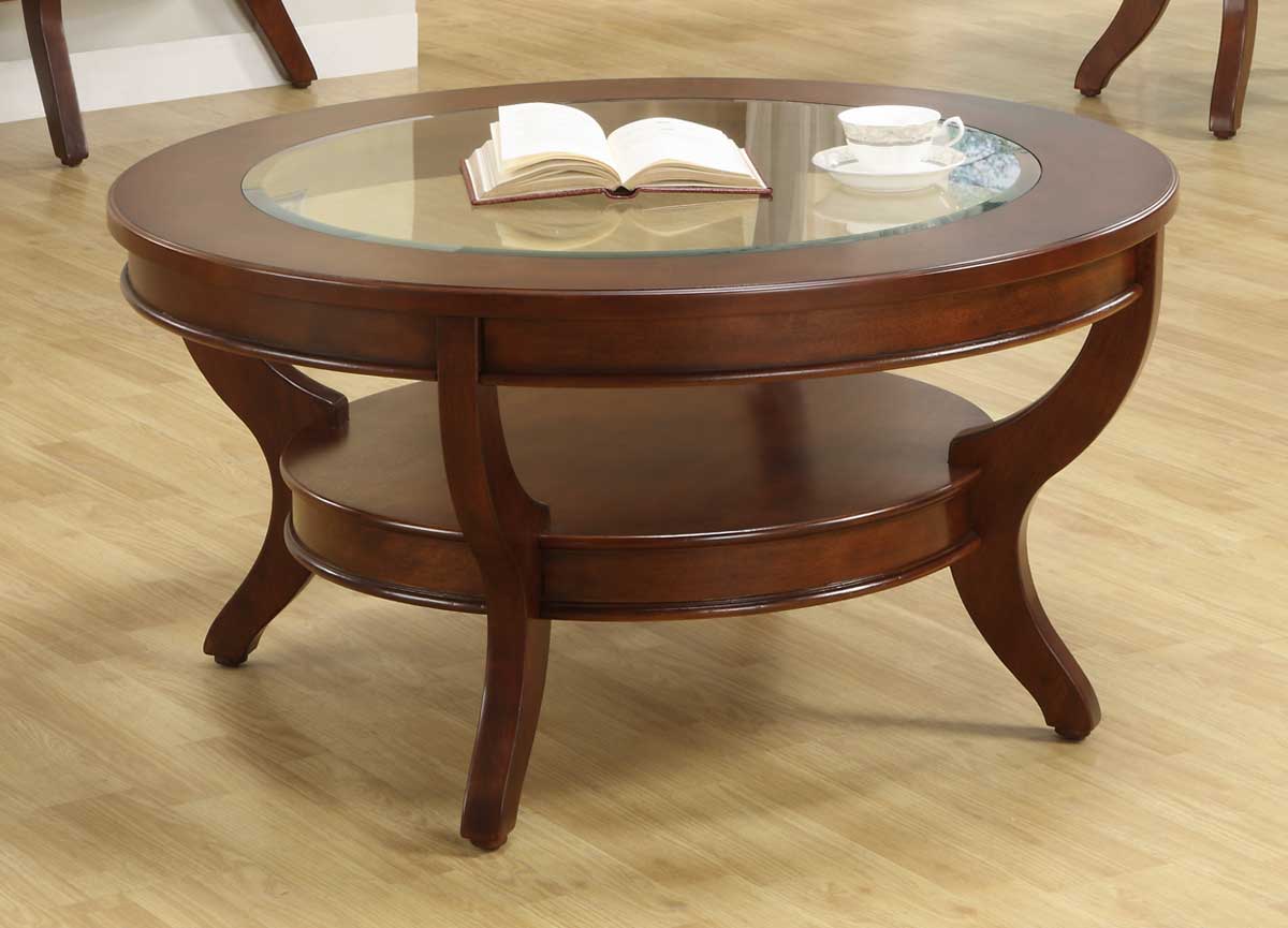 Homelegance Avalon Round Cocktail Table with Glass Insert