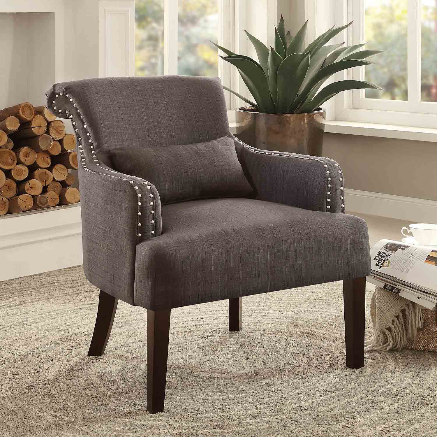 Homelegance Reedley Accent Chair with 1 Kidney Pillow - Chocolate