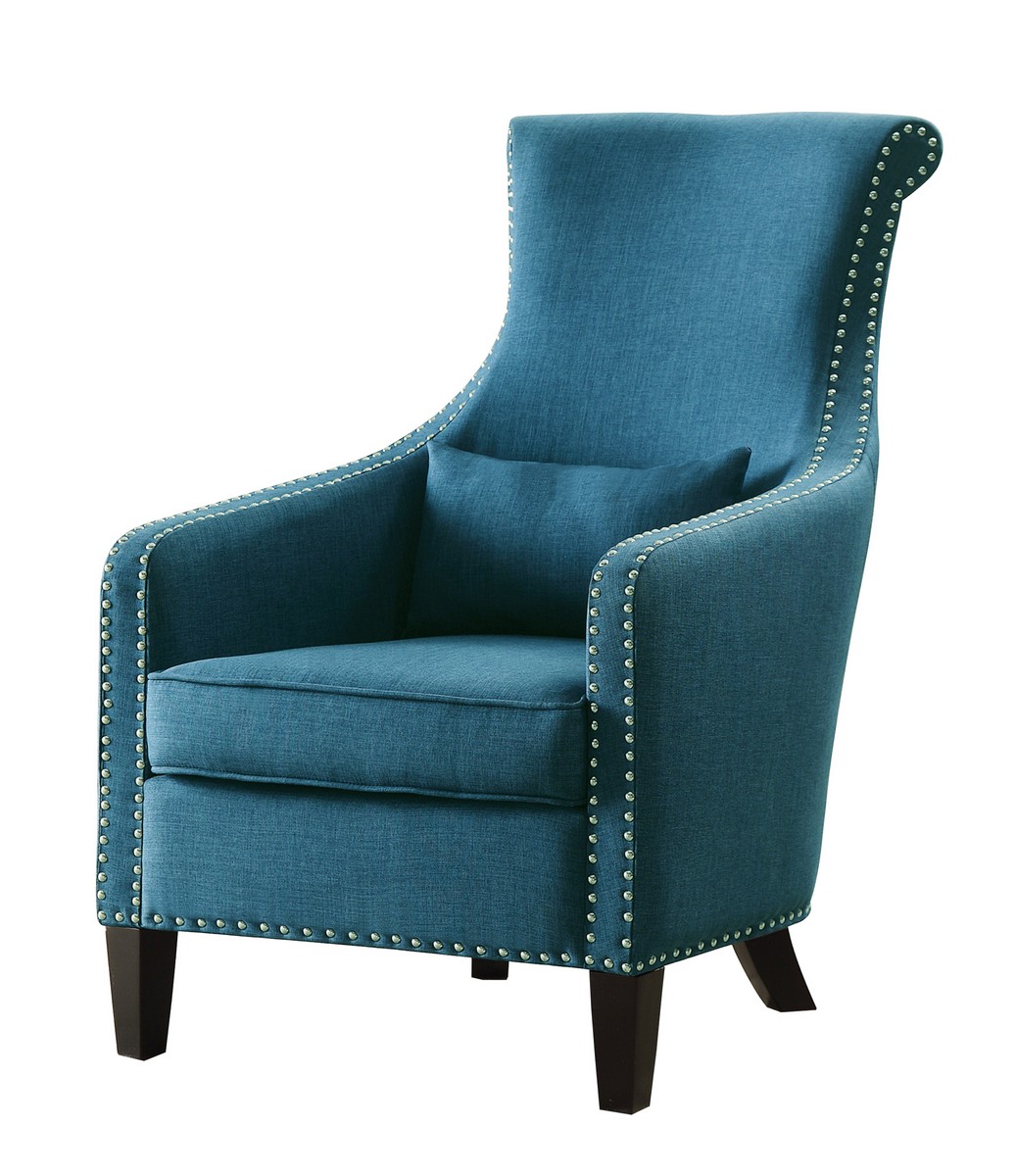 Homelegance Arles Accent Chair with 1 Kidney Pillow - Blue