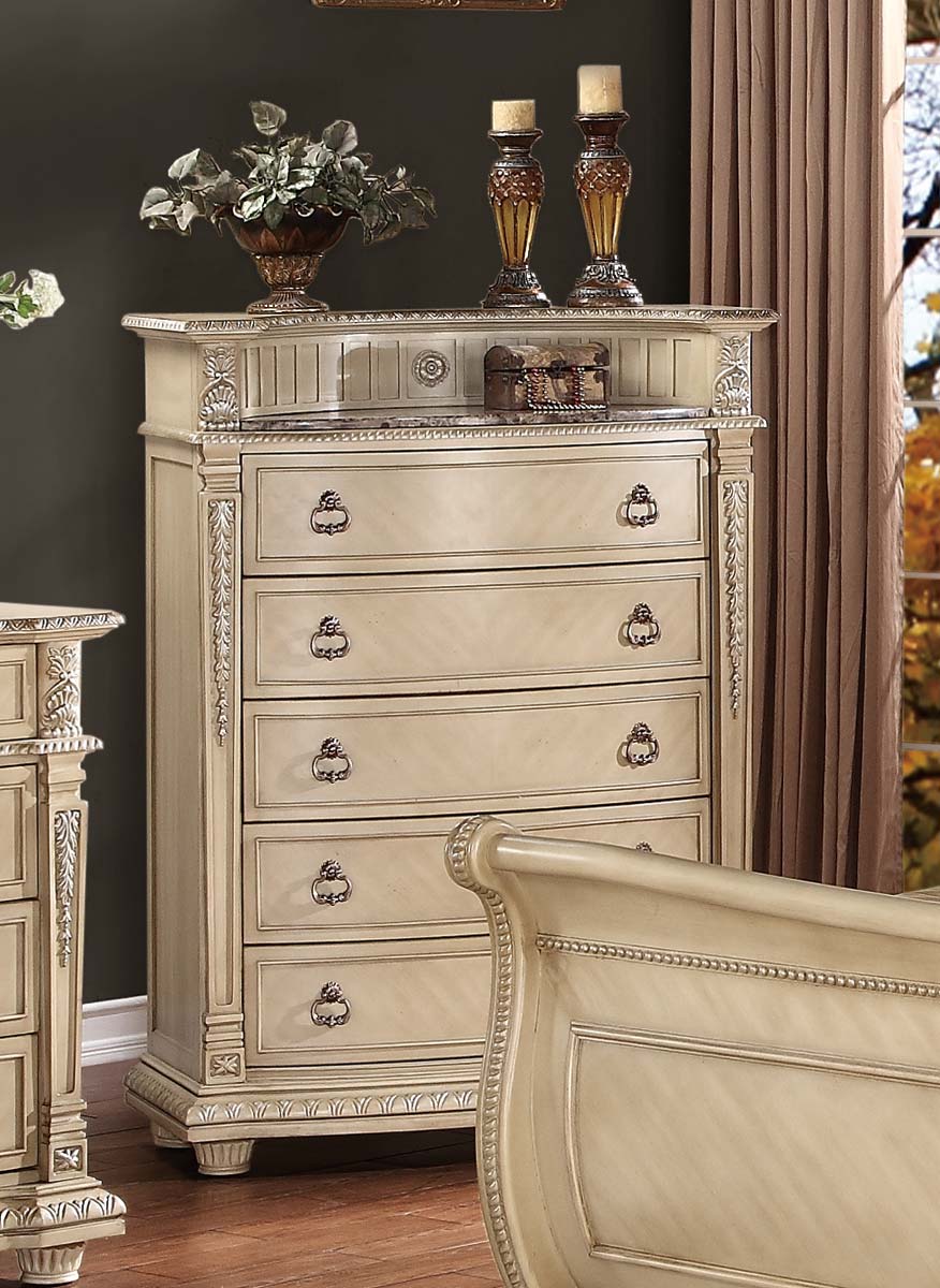 Homelegance Palace Ii Marble Top Chest Antique White 1394ww 9 At