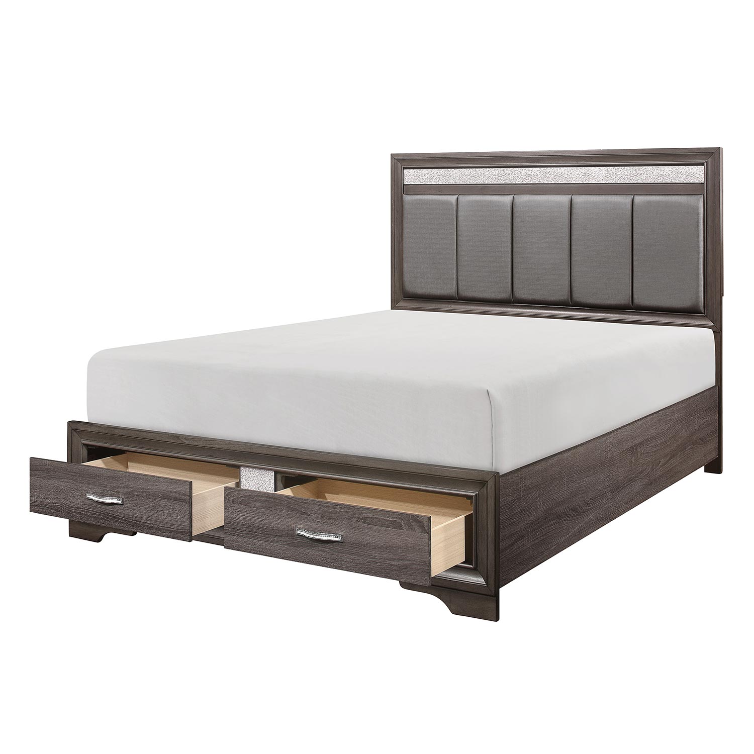 Homelegance Luster Storage Platform Bed - Gray and Silver Glitter