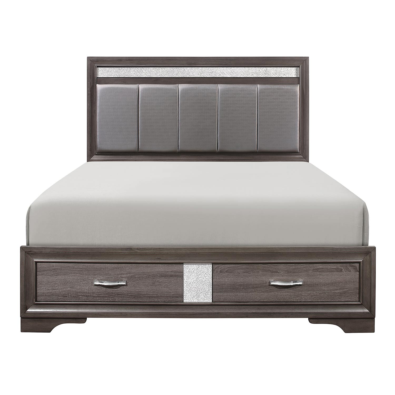 Homelegance Luster Storage Platform Bed - Gray and Silver Glitter
