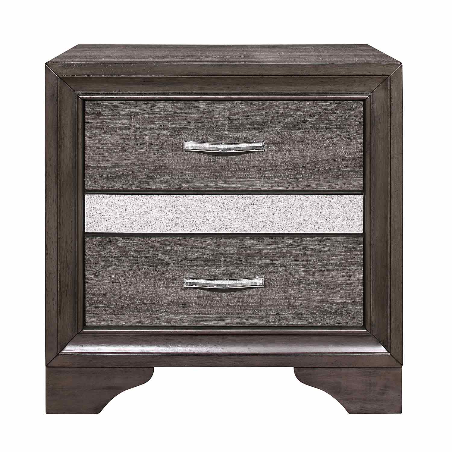 Homelegance Luster Night Stand - Gray and Silver Glitter