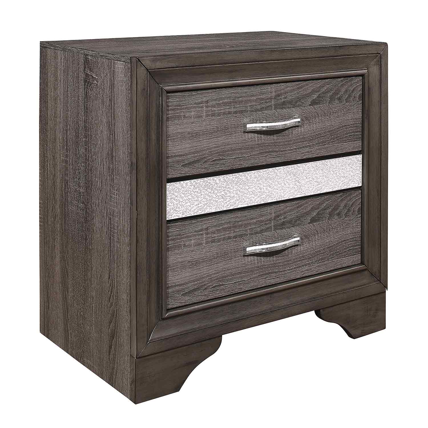 Homelegance Luster Night Stand - Gray and Silver Glitter