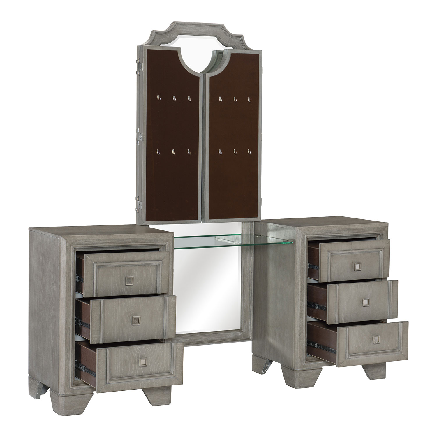 Homelegance Colchester Vanity Dresser with Mirror - Driftwood Gray