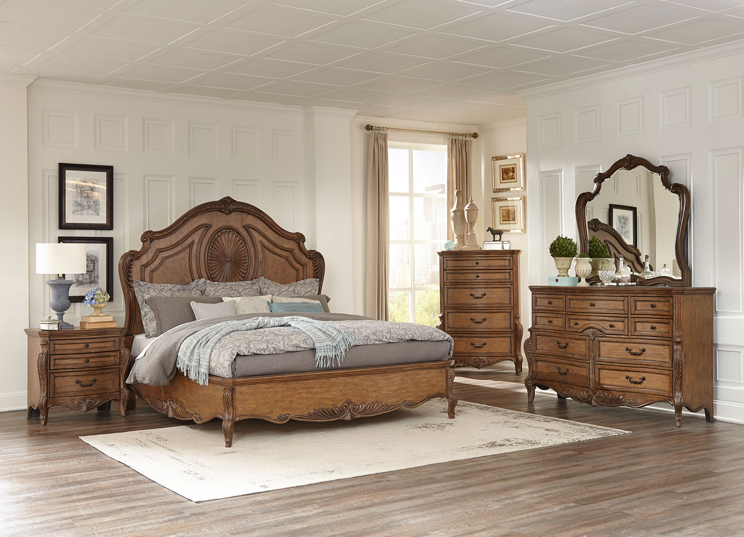 Homelegance Moorewood Park Low Profile Bedroom Set - Pecan Homelegance Moorewood Park Low Profile Bedroom Set - Pecan