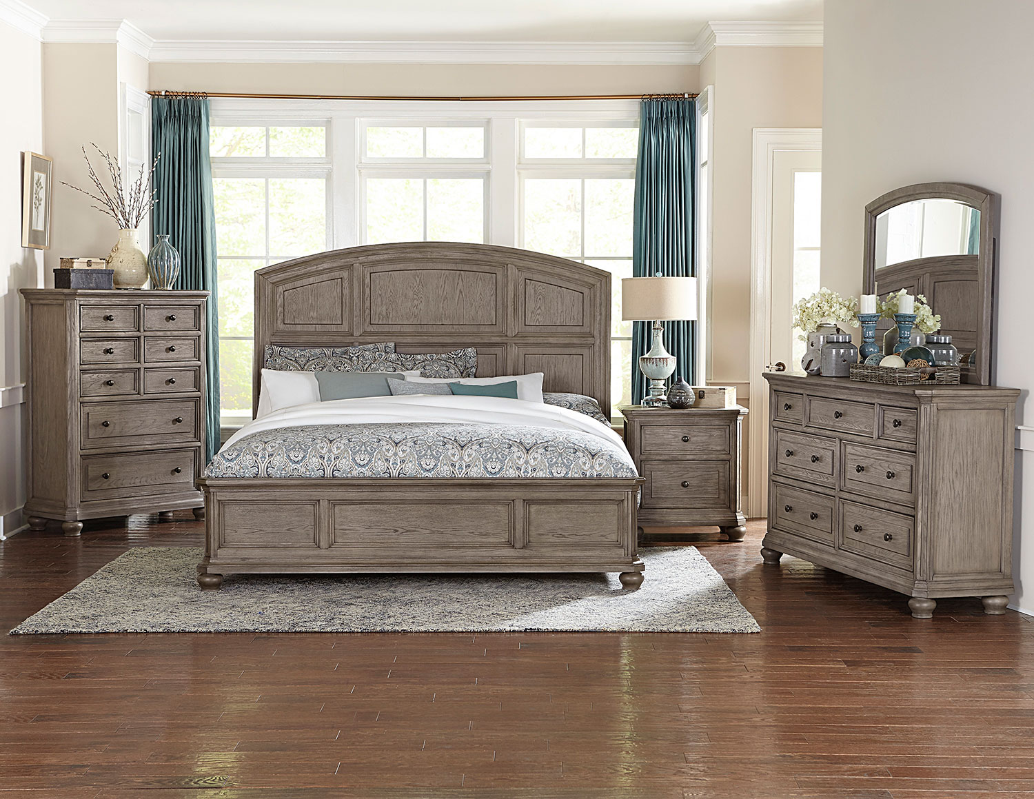 Homelegance Lavonia Low Profile Bedroom Set - Wire-brushed Gray