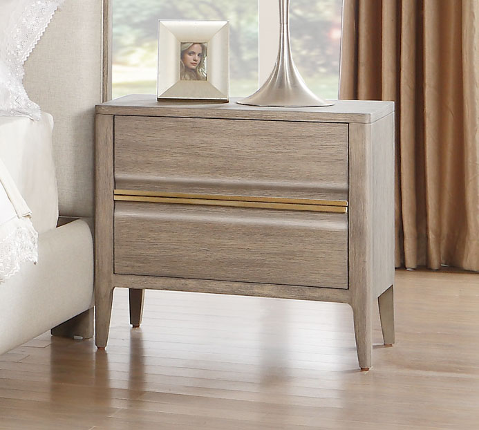 Homelegance Aristide Night Stand - Gold and Weathered Grey