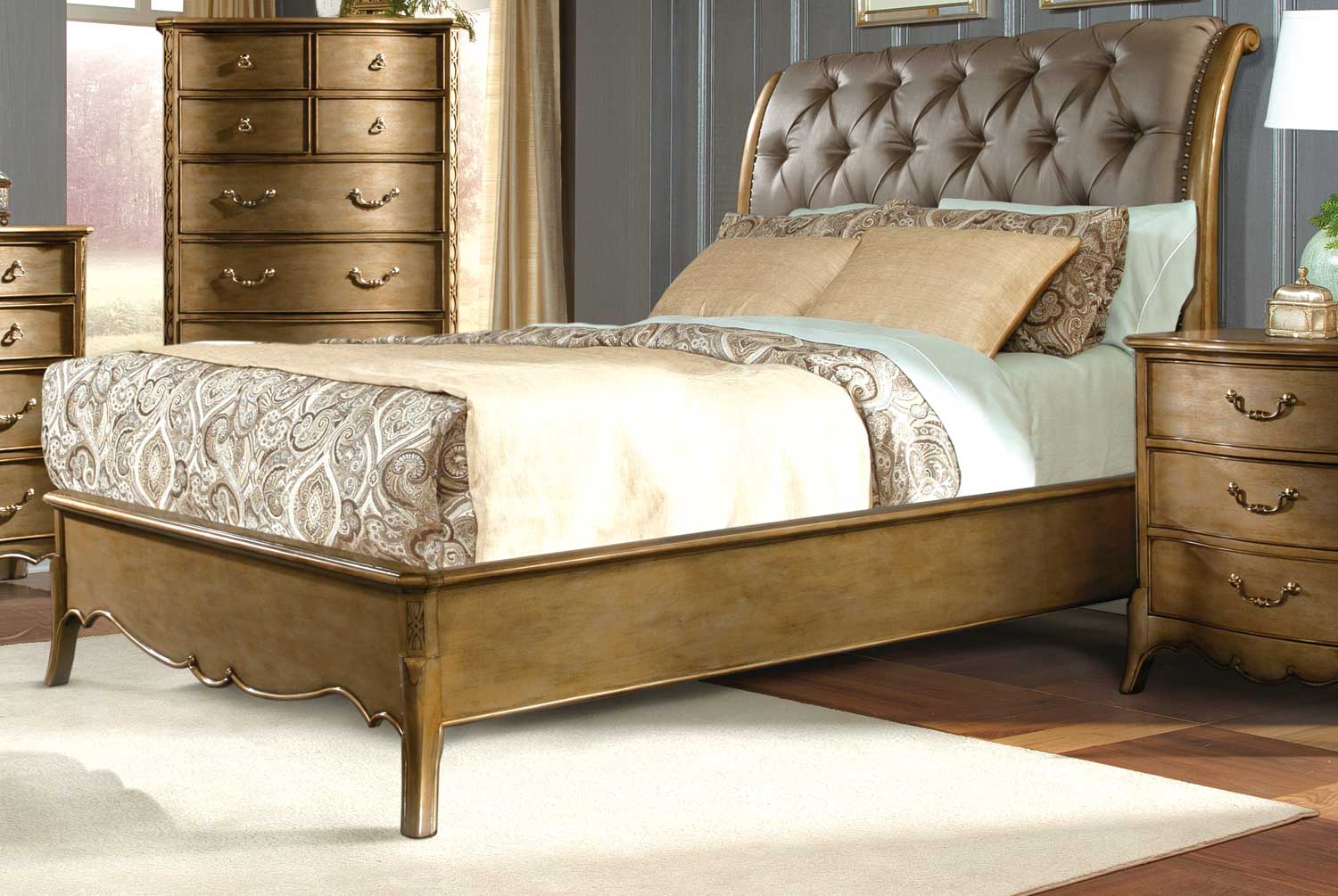 Homelegance Chambord Upholstered Bed - Champagne Gold Homelegance Chambord Upholstered Bed - Champagne Gold