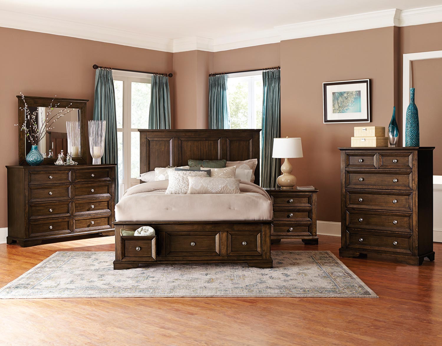 Homelegance Eunice Platform Storage Bedroom Set - Espresso