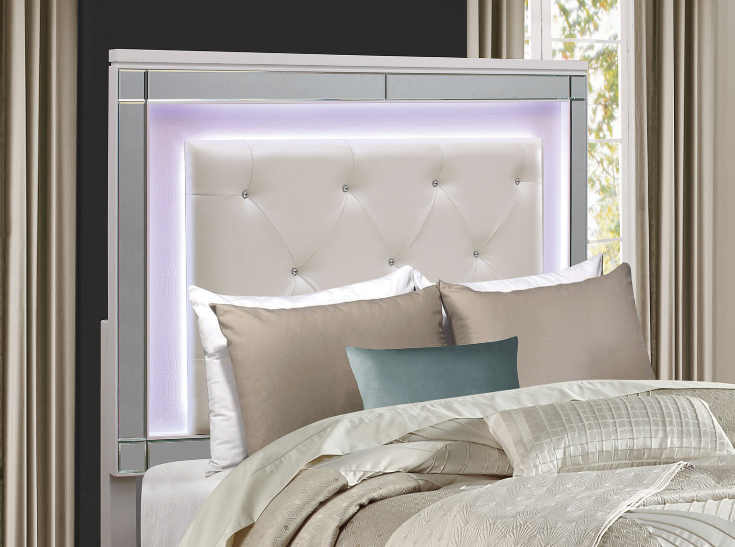 Homelegance Alonza Bedroom Set with LED Lighting - Brilliant White
