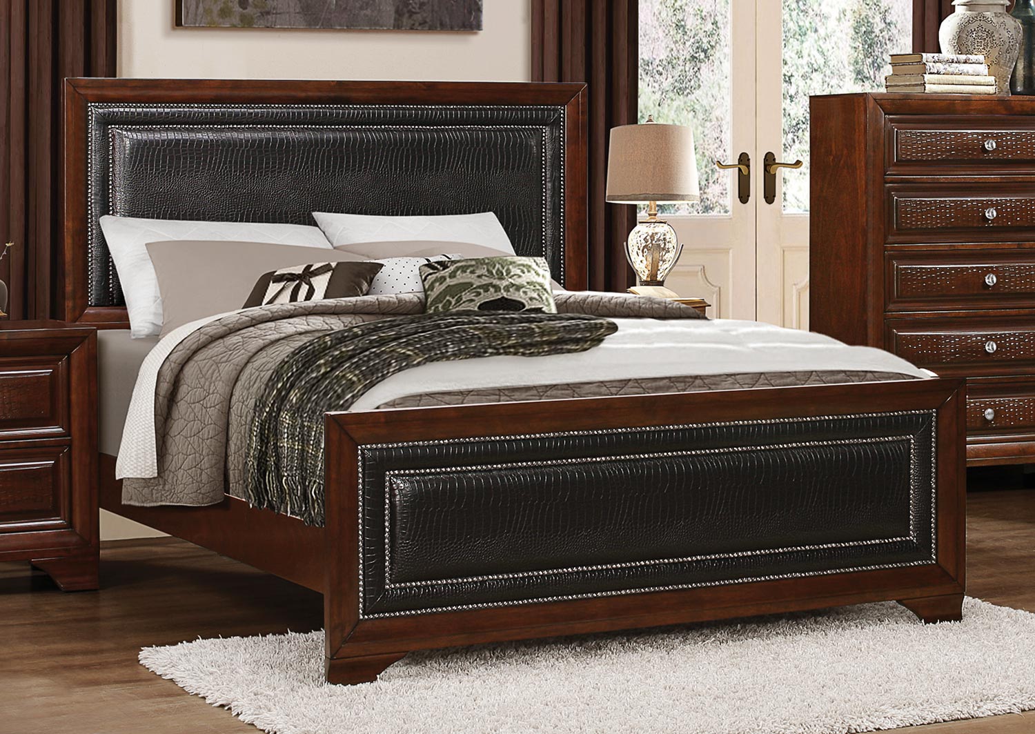 Homelegance Owens Panel Bed - Warm Cherry