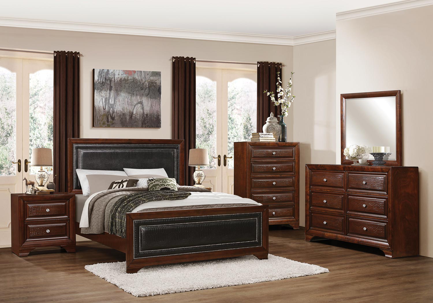 Homelegance Owens Panel Bedroom Set - Warm Cherry Homelegance Owens Panel Bedroom Set - Warm Cherry