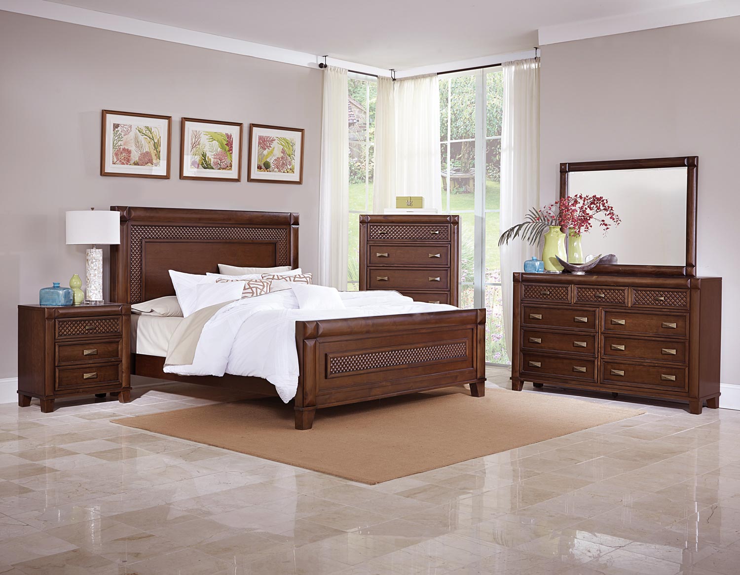 Homelegance Nealon Panel Bedroom Set - Warm Cherry Homelegance Nealon Panel Bedroom Set - Warm Cherry