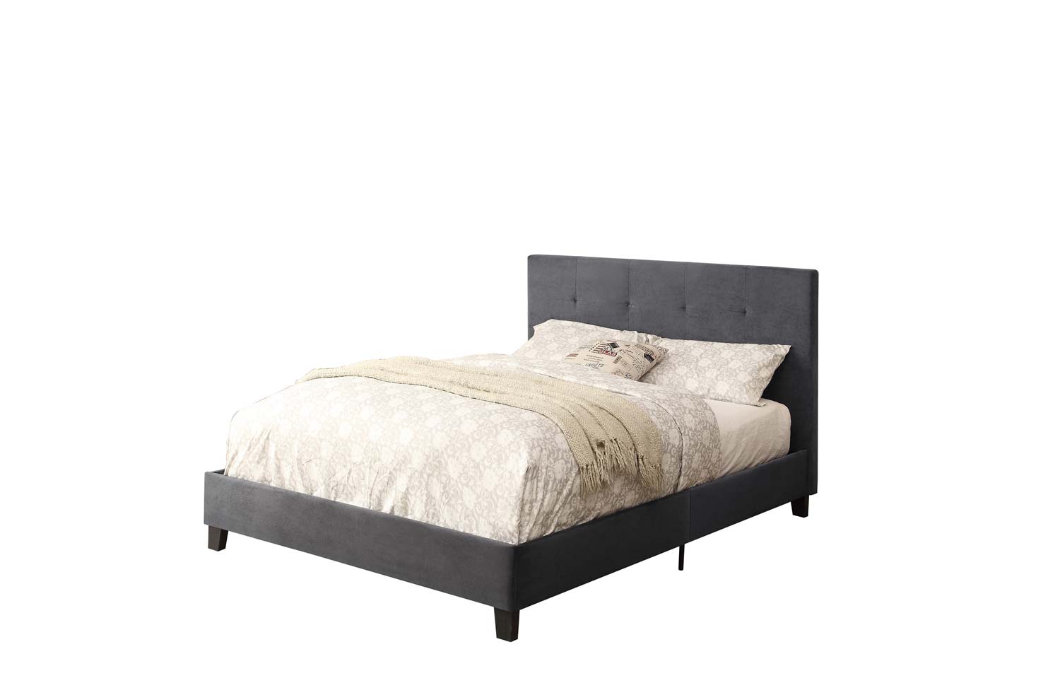 Homelegance Brice Upholstered Platform Bed - Grey