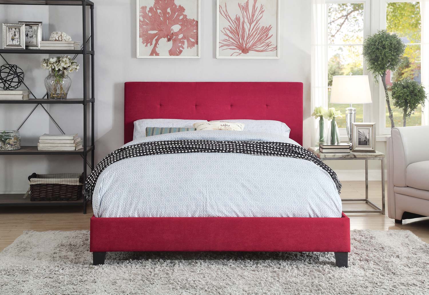 Homelegance Brice Upholstered Platform Bed - Red
