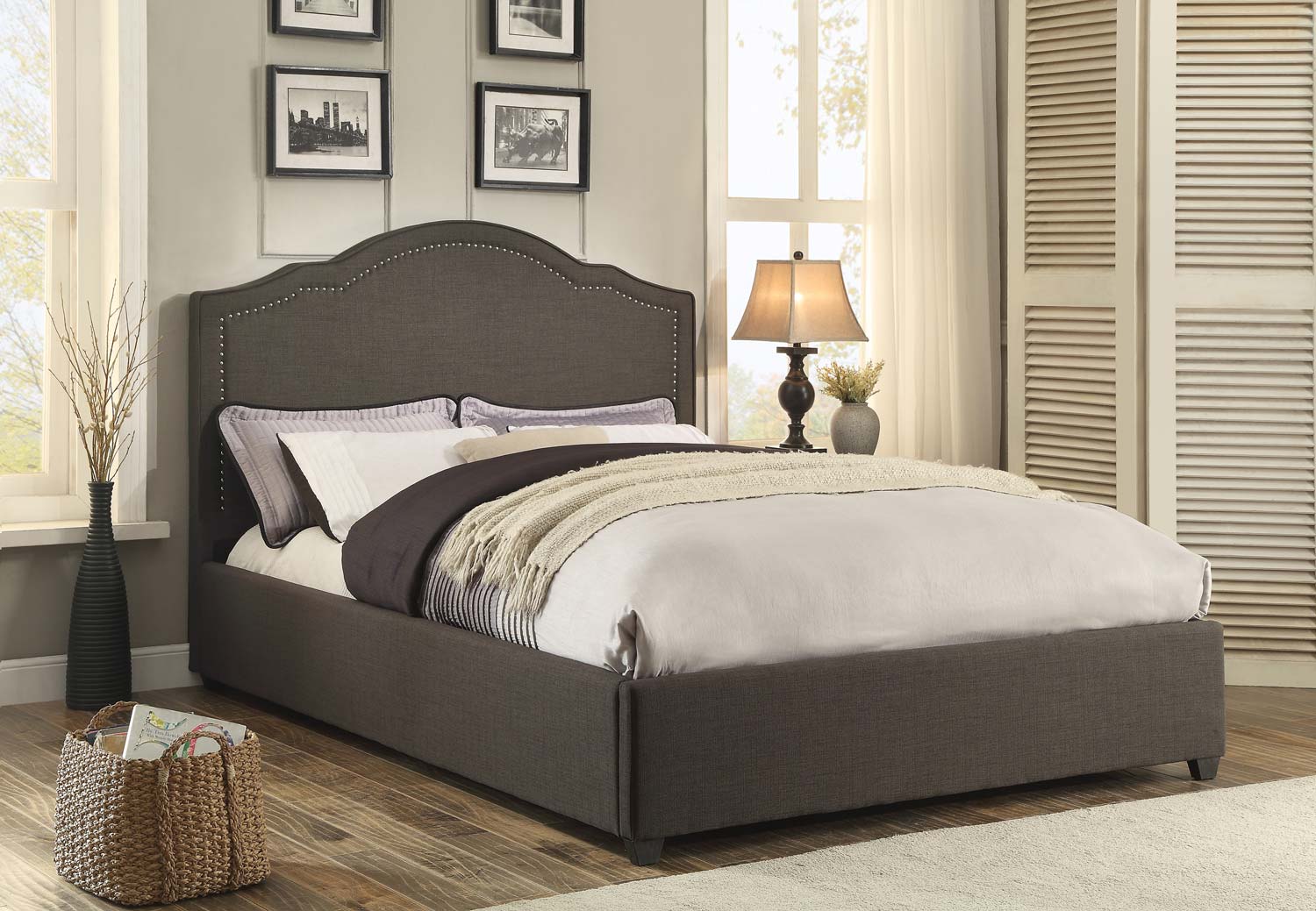 Homelegance Zaira Upholstered Bed - Dark Grey