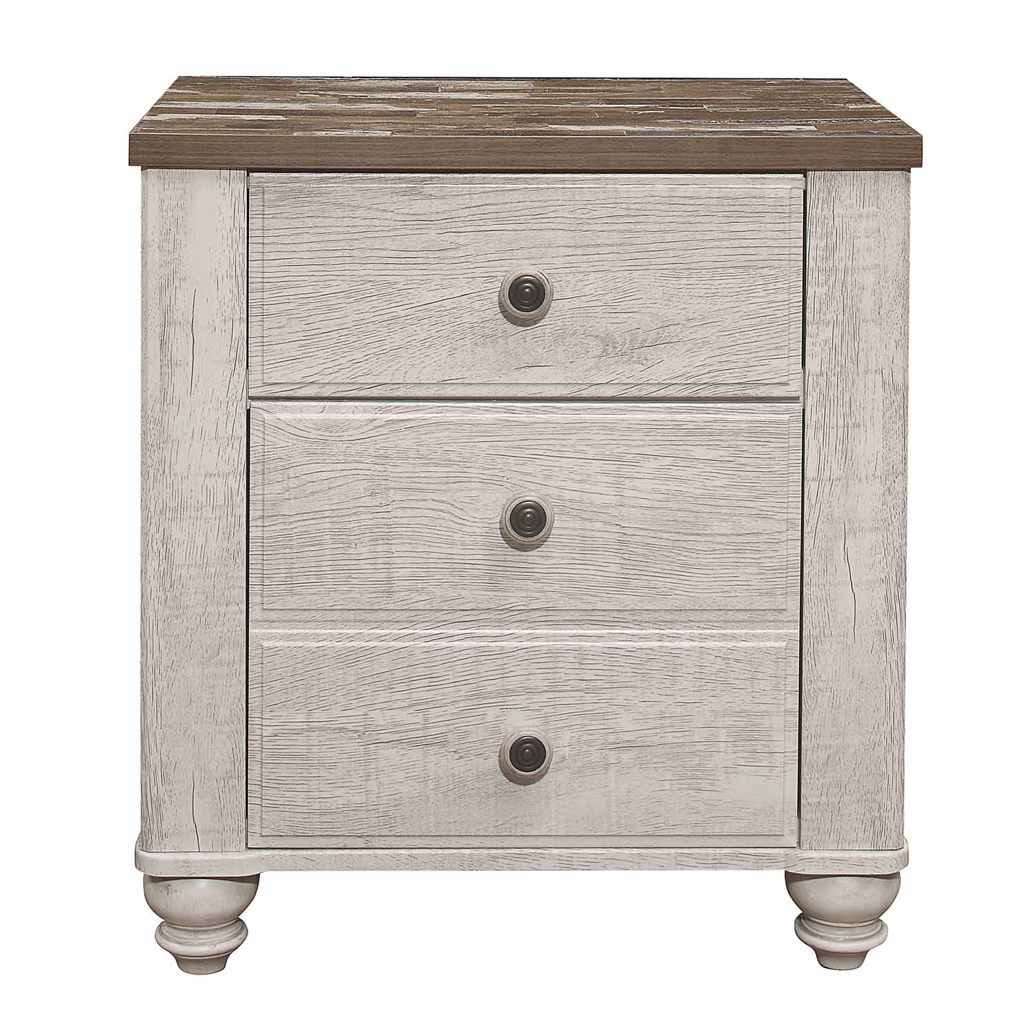 Homelegance Nashville Night Stand - Antique White and Brown