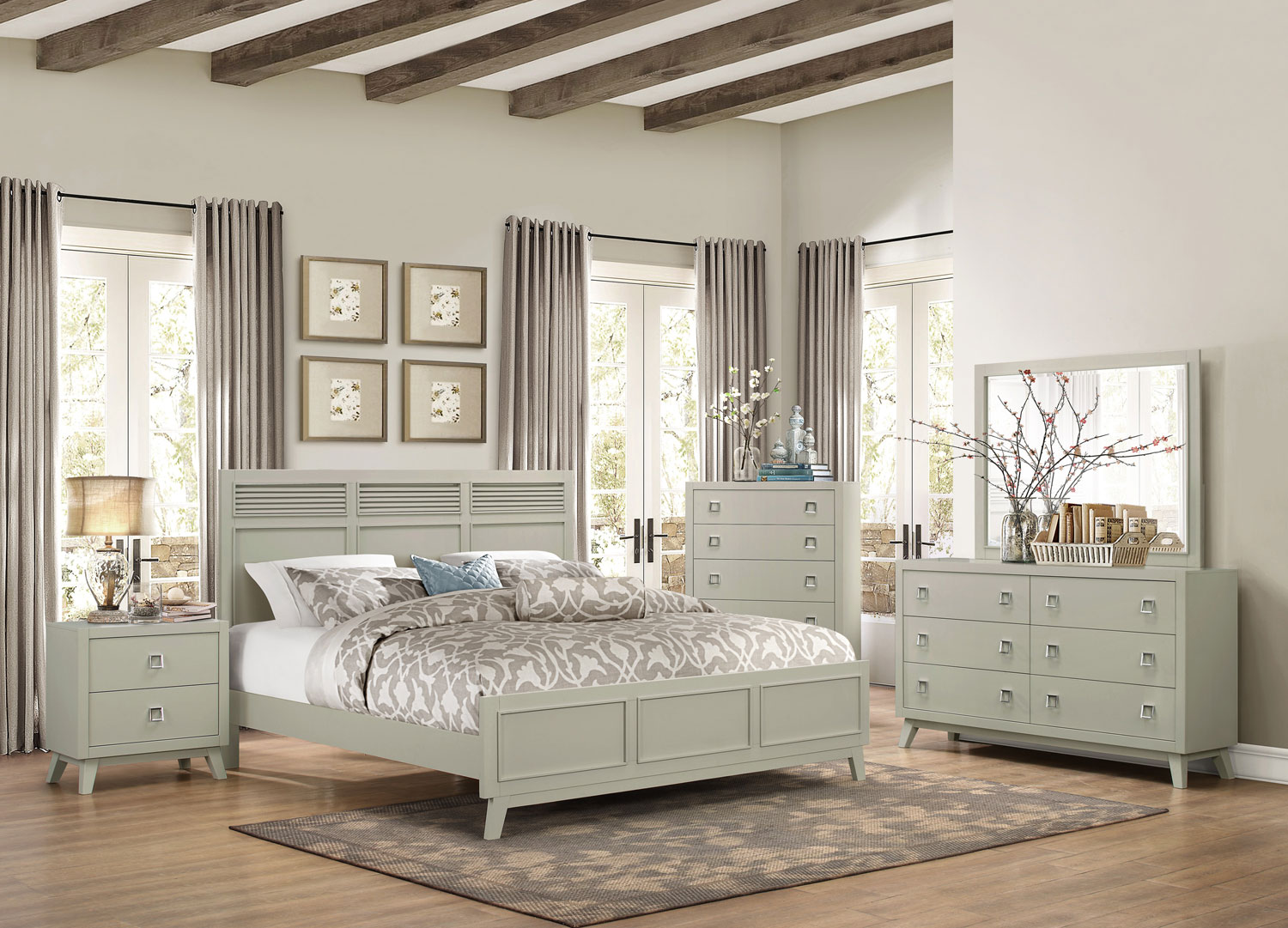 Homelegance Valpico Panel Bedroom Set - Cool Grey/Olive Undertone