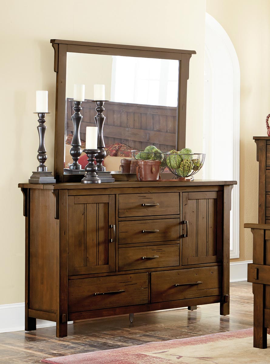 Homelegance Terrace Mirror Rustic Burnish Oak 19076 at