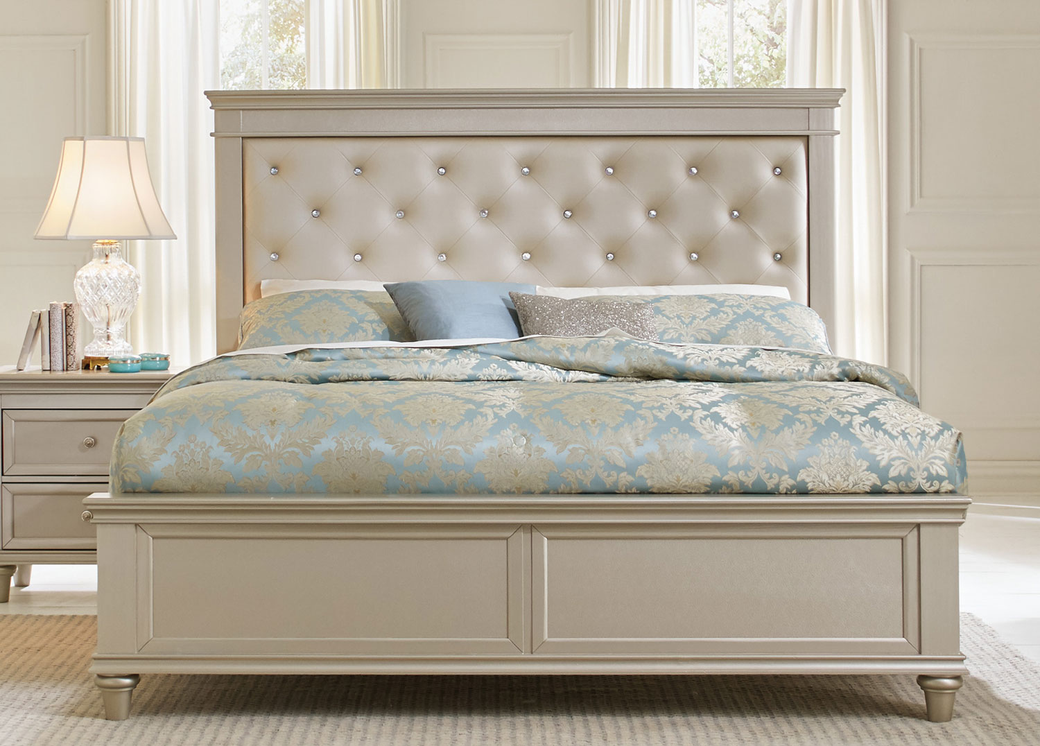 Homelegance Celandine Upholstered Bed - Silver
