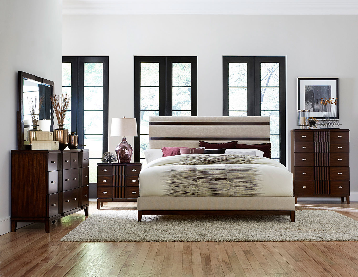 Homelegance Pelmar Upholstered Bedroom Set - Dark Walnut Homelegance Pelmar Upholstered Bedroom Set - Dark Walnut
