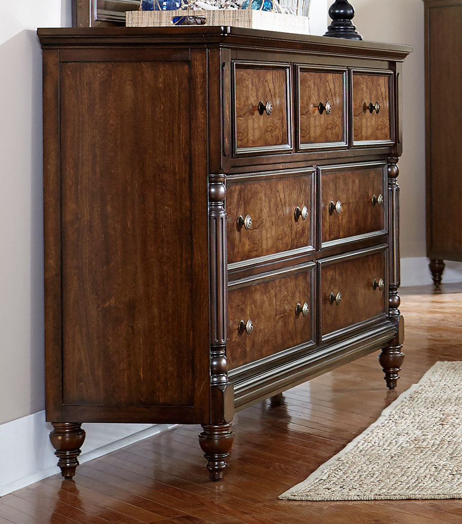 Homelegance Verlyn Dresser - Cherry with Burl Accents
