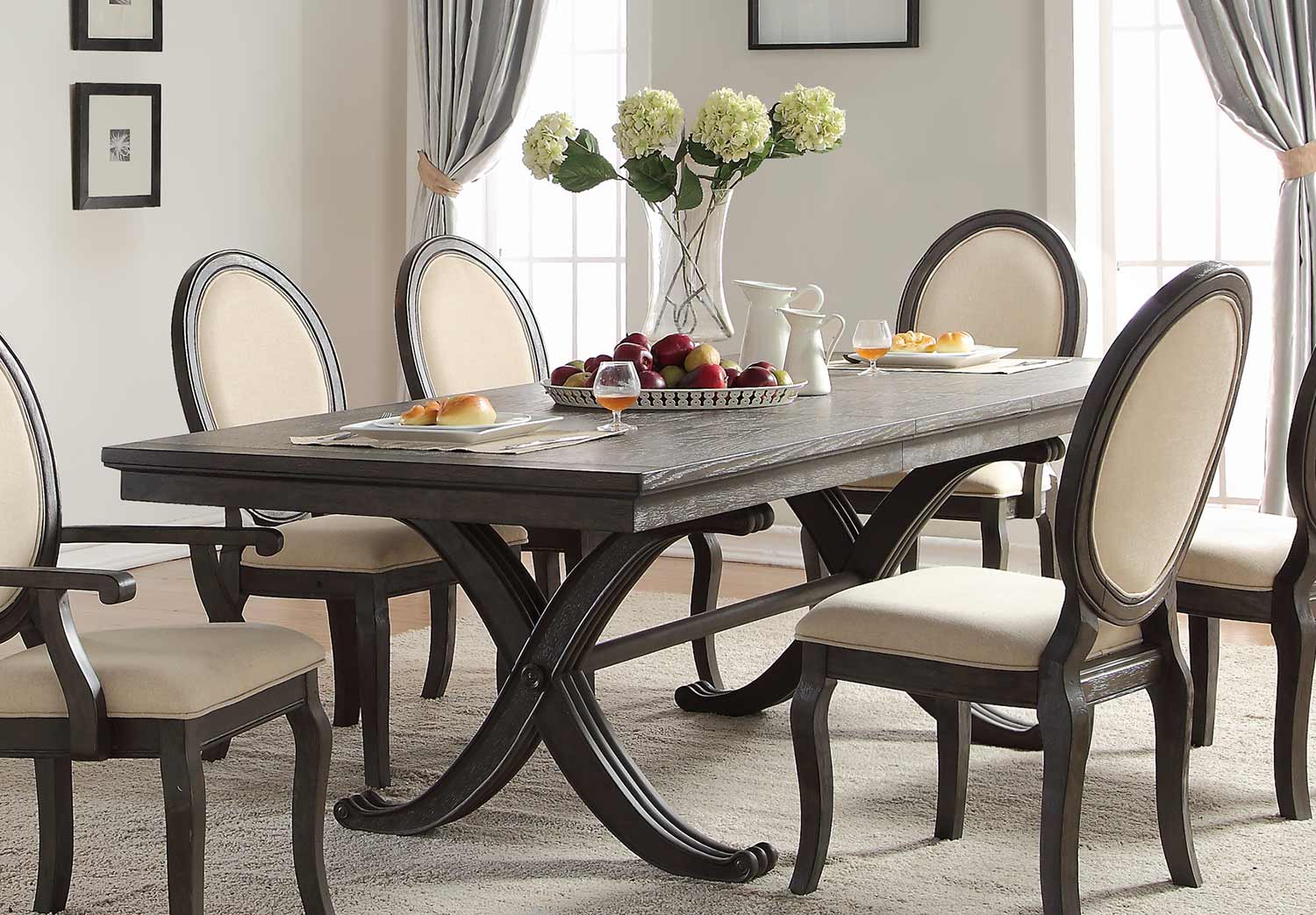 Homelegance Lindley Dining Table with Leaf - Walnut/Dusty Gray