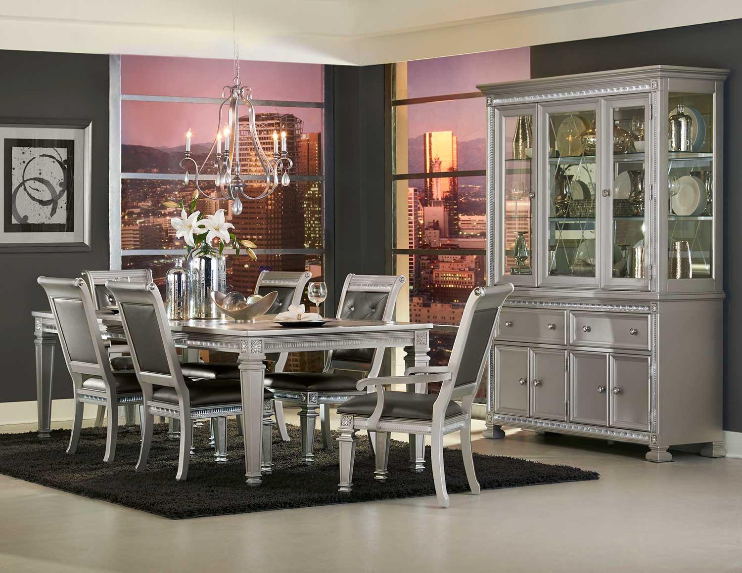 Homelegance Bevelle Dining Set - Silver