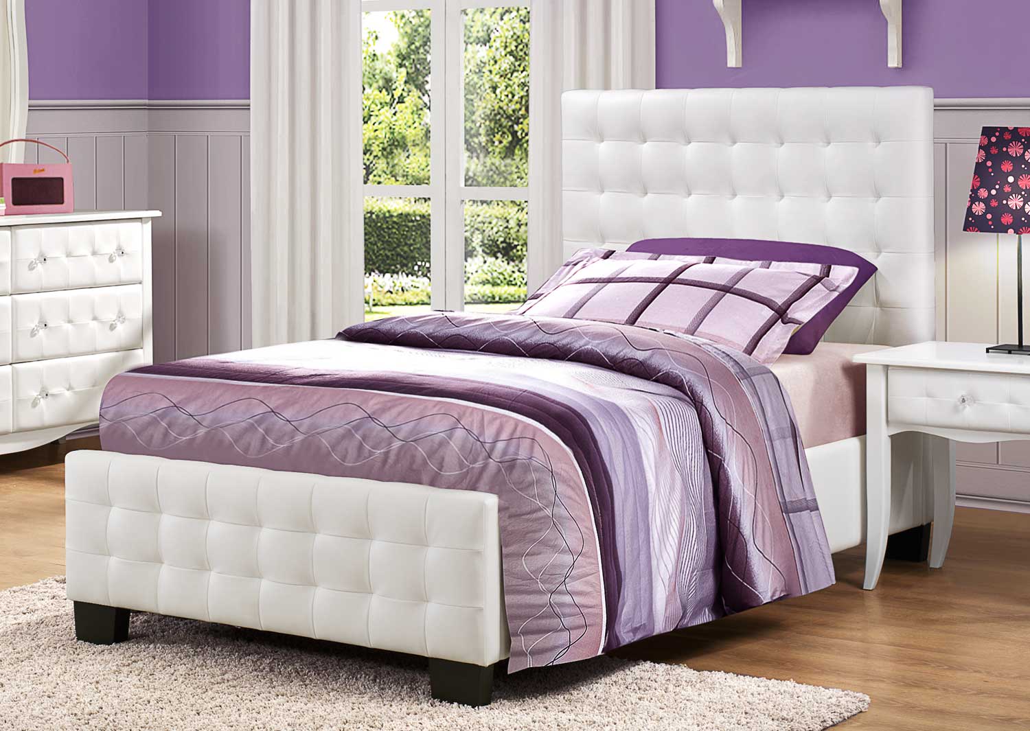 Homelegance Sparkle Upholstered Bed - White