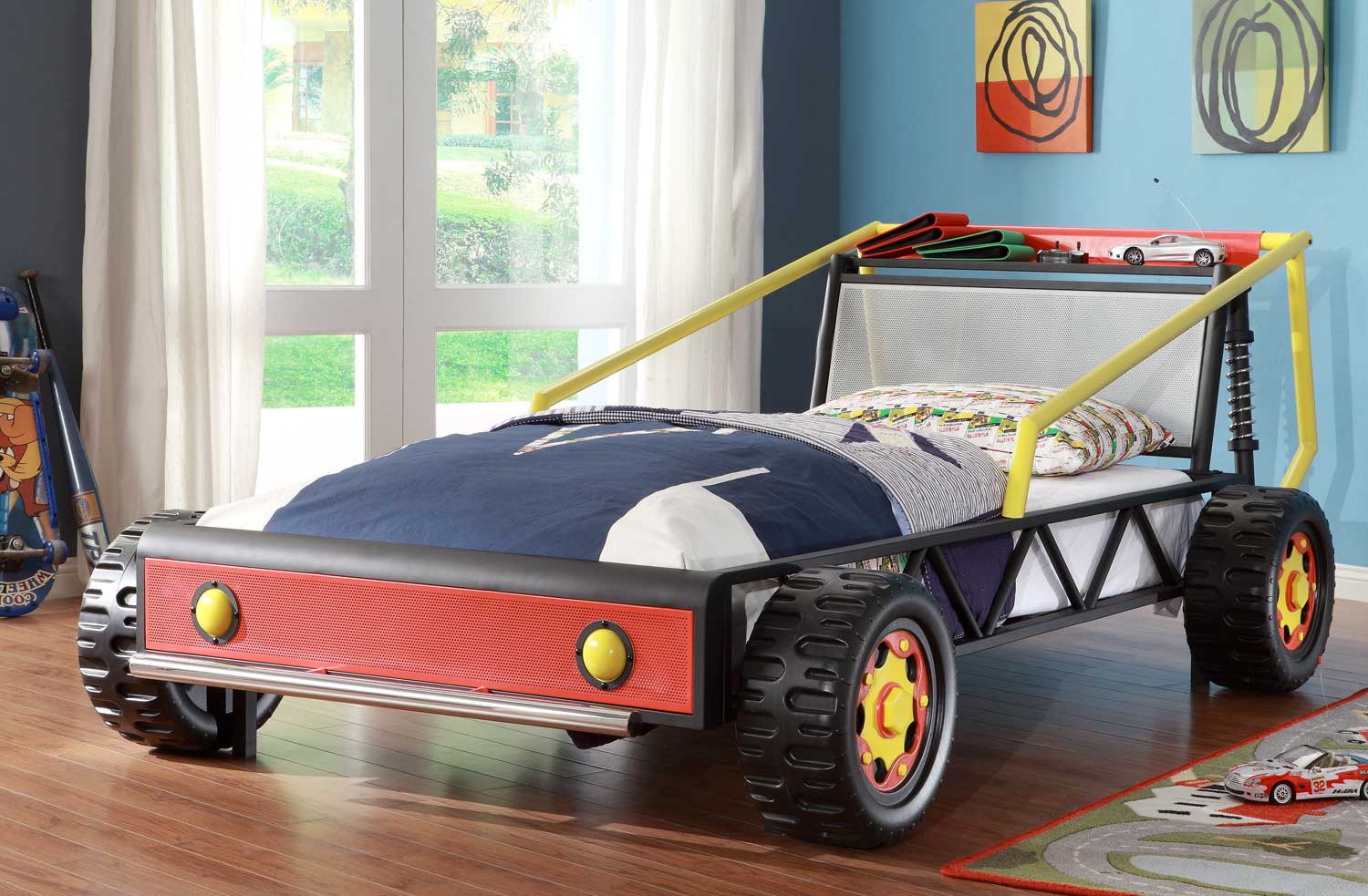 Homelegance Track Red Twin Race Car Bed - Red