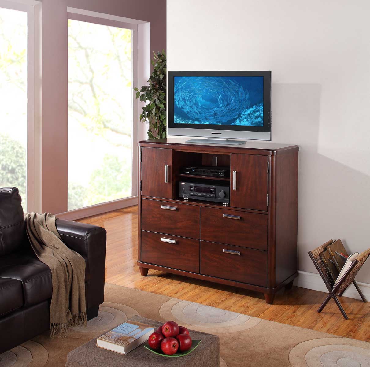Homelegance Beaumont TV Chest - Brown Cherry