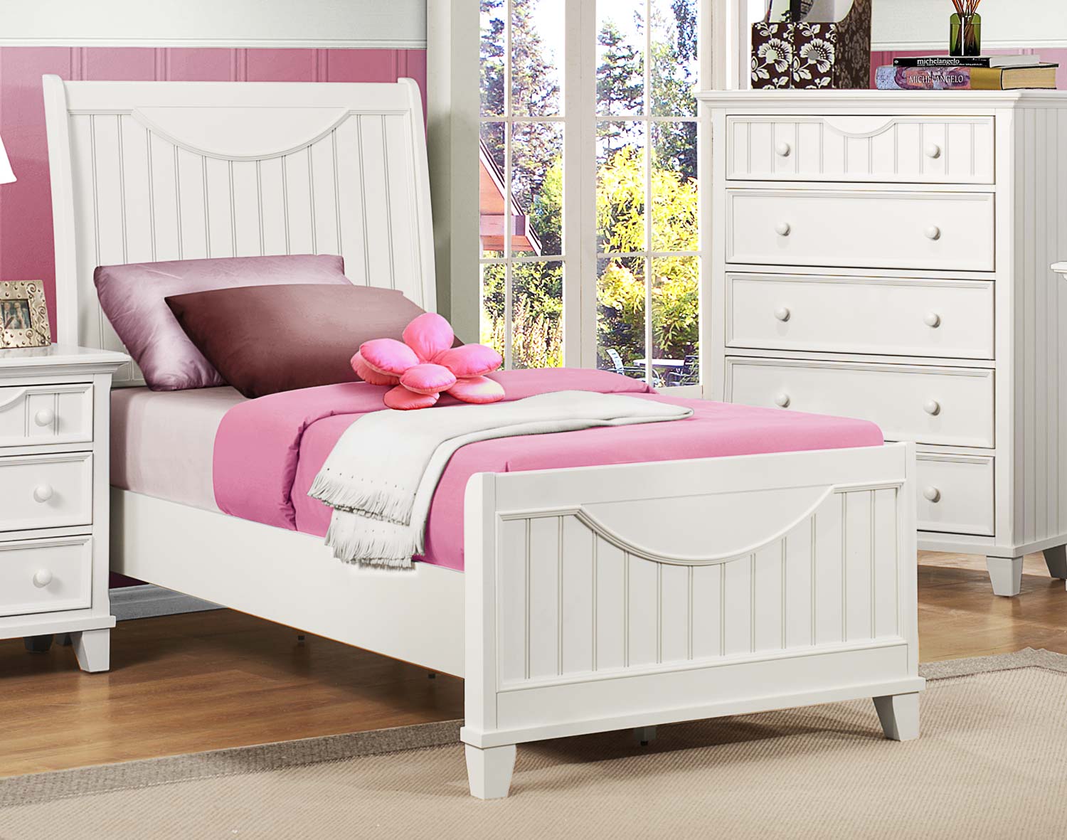 Homelegance Alyssa Youth Bedroom Set White B2136tw Bed Set At