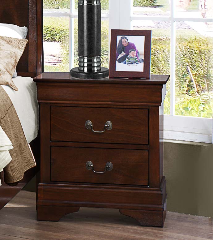 Homelegance Mayville Night Stand - Burnished Brown Cherry