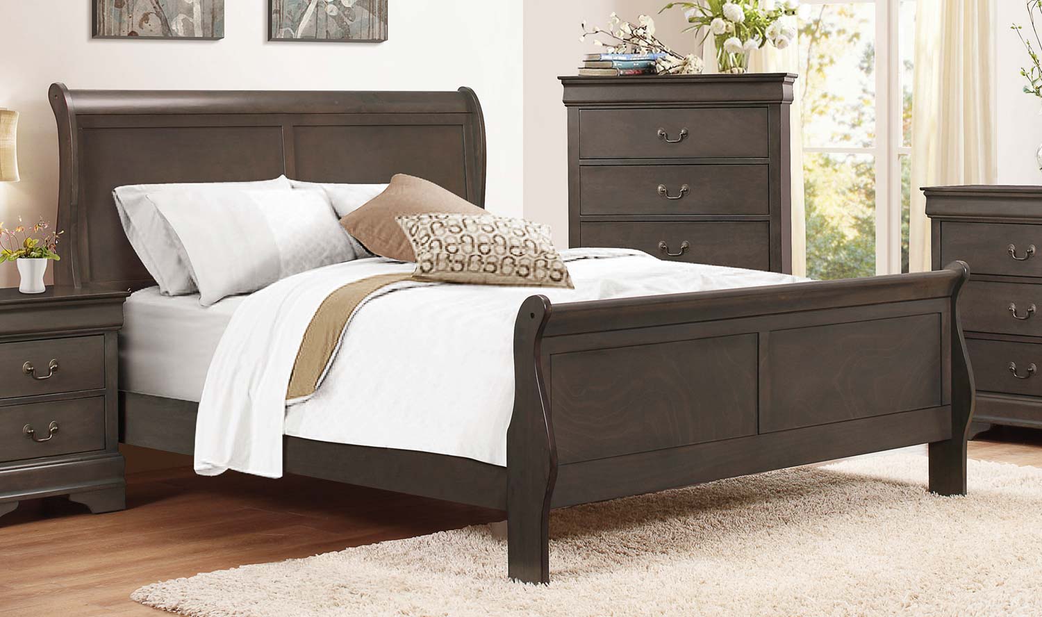 Homelegance Mayville Sleigh Bed - Stained Grey
