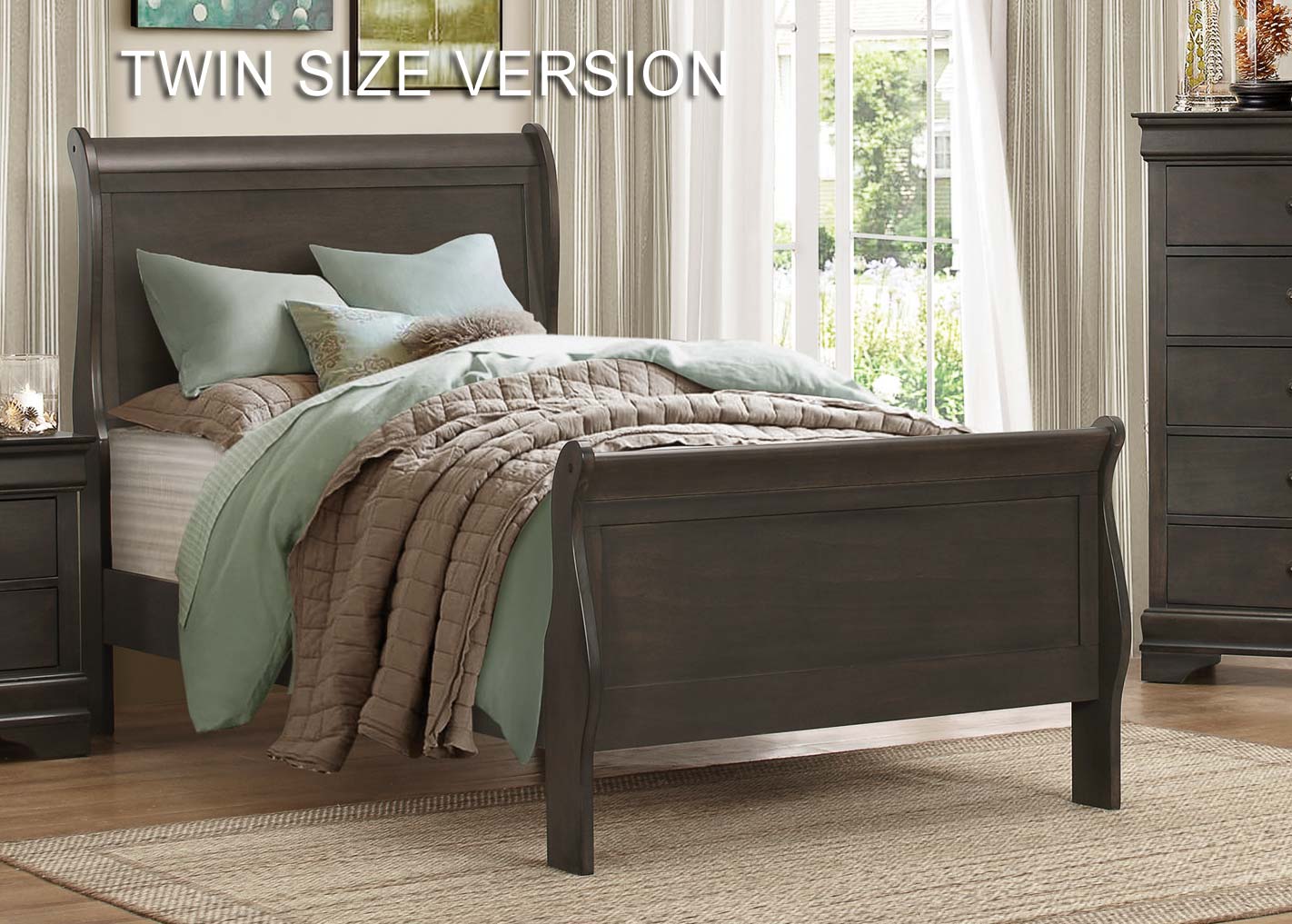 Homelegance Mayville Sleigh Bed - Stained Grey