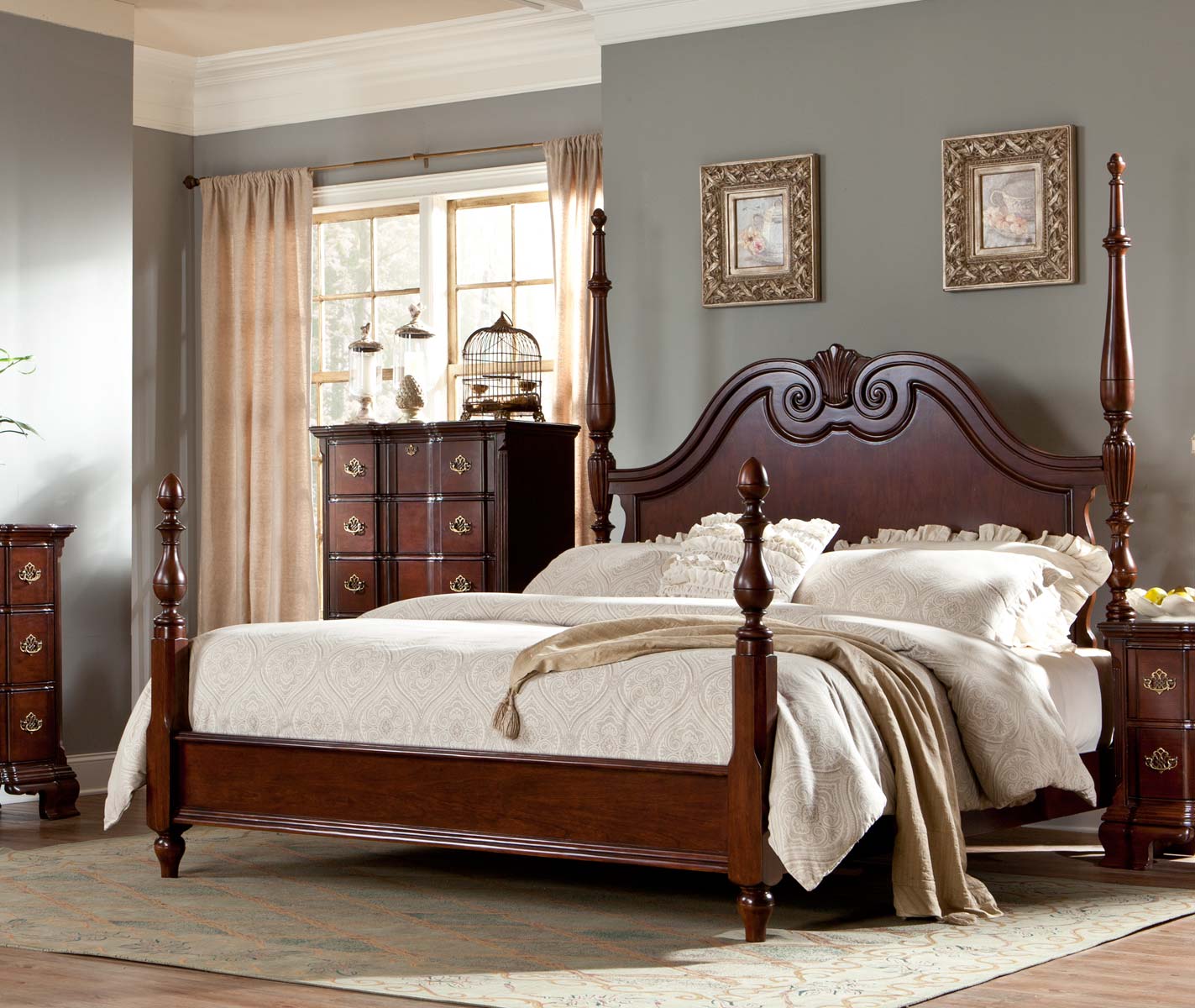 Homelegance Guilford Poster Bed - Brown Cherry