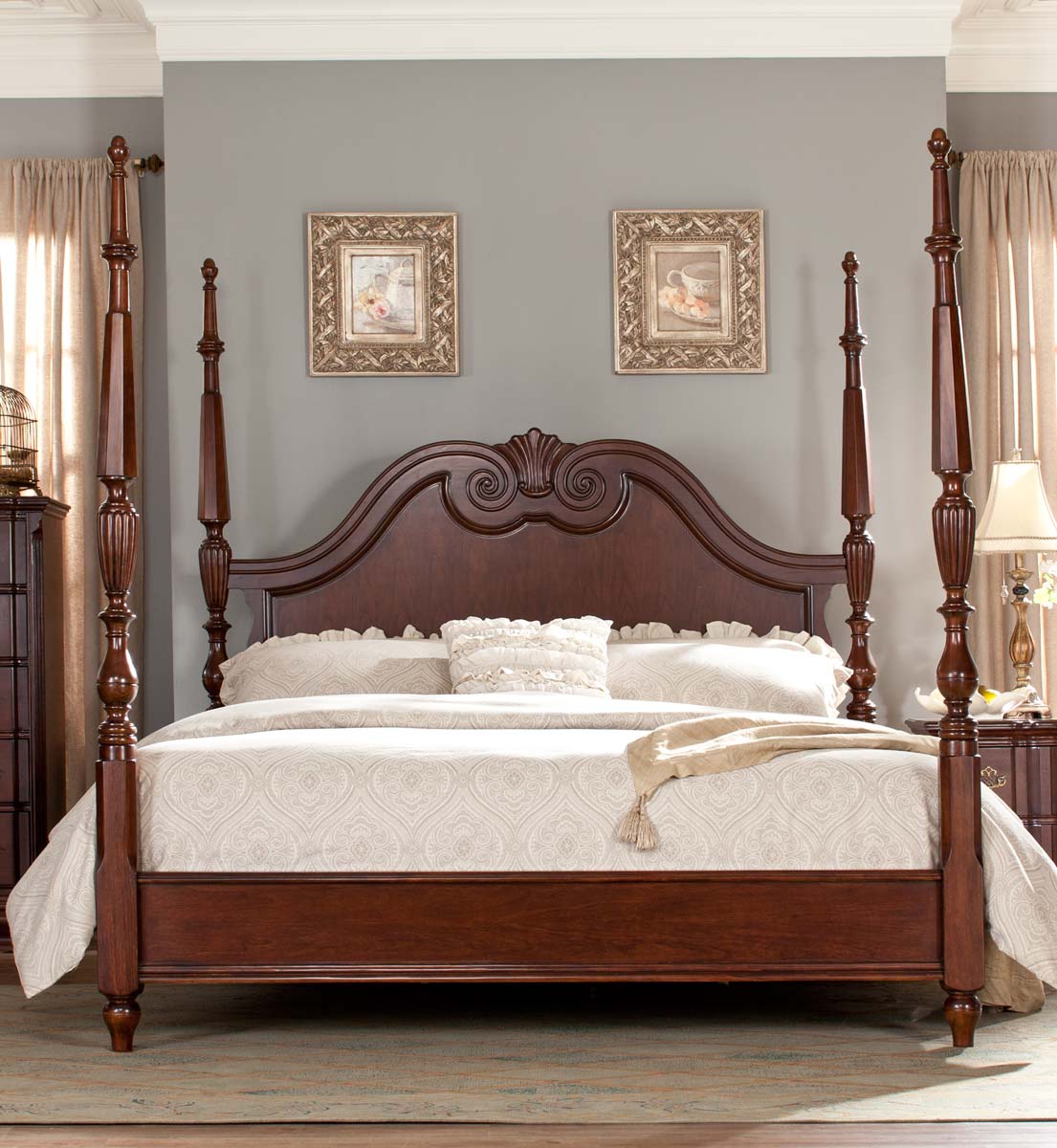 Homelegance Guilford Tall Poster Bed - Brown Cherry
