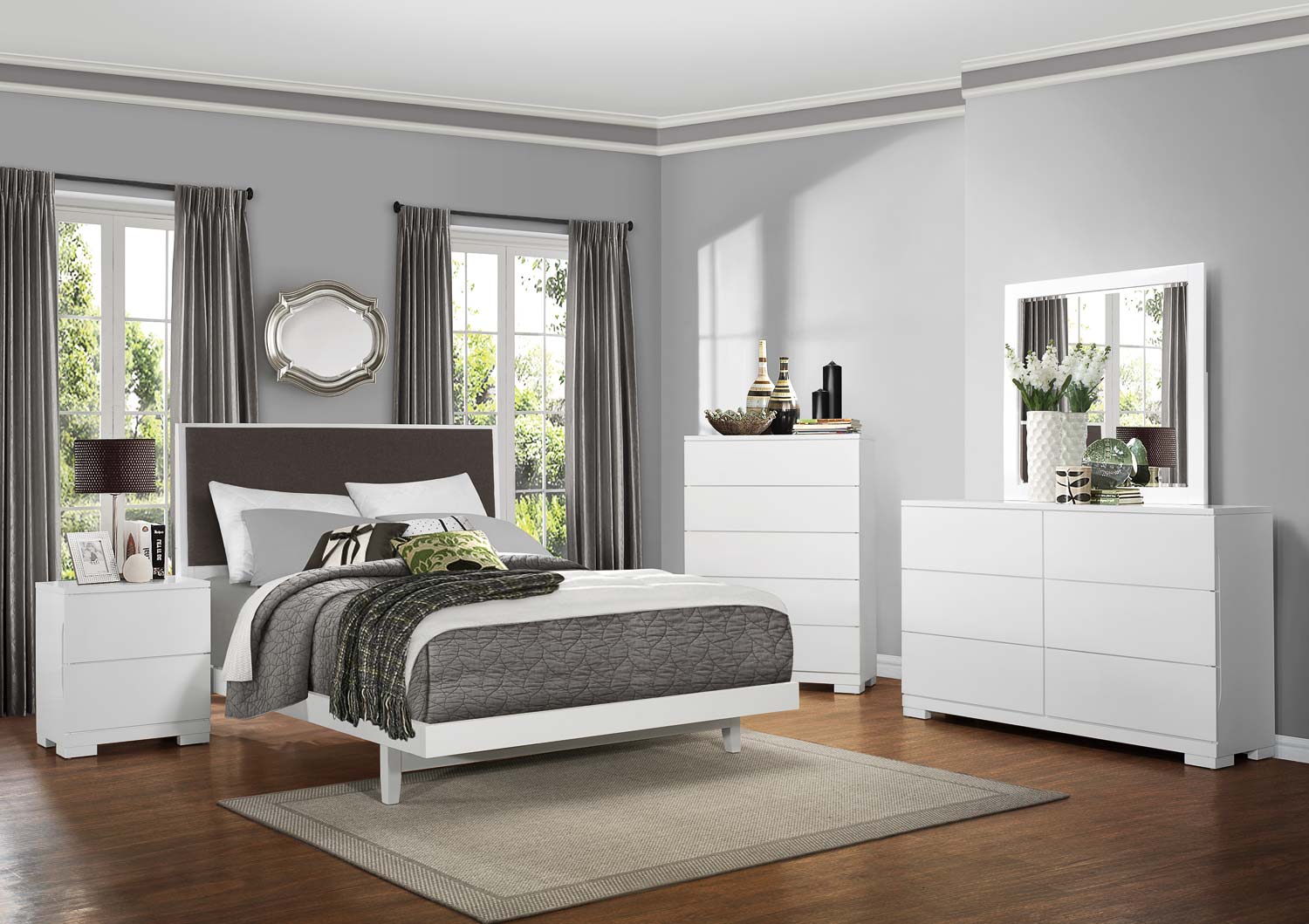 Homelegance Galva Upholstered Bedroom Collection - Bright White Homelegance Galva Upholstered Bedroom Collection - Bright White