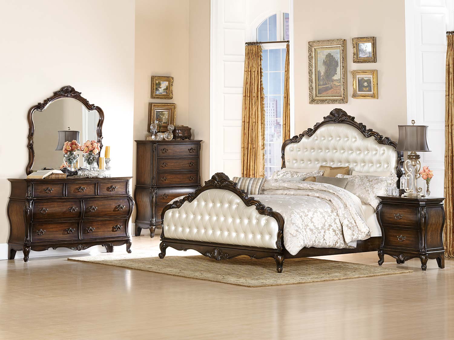 Homelegance Bayard Park Upholstered Bedroom Set - Cherry