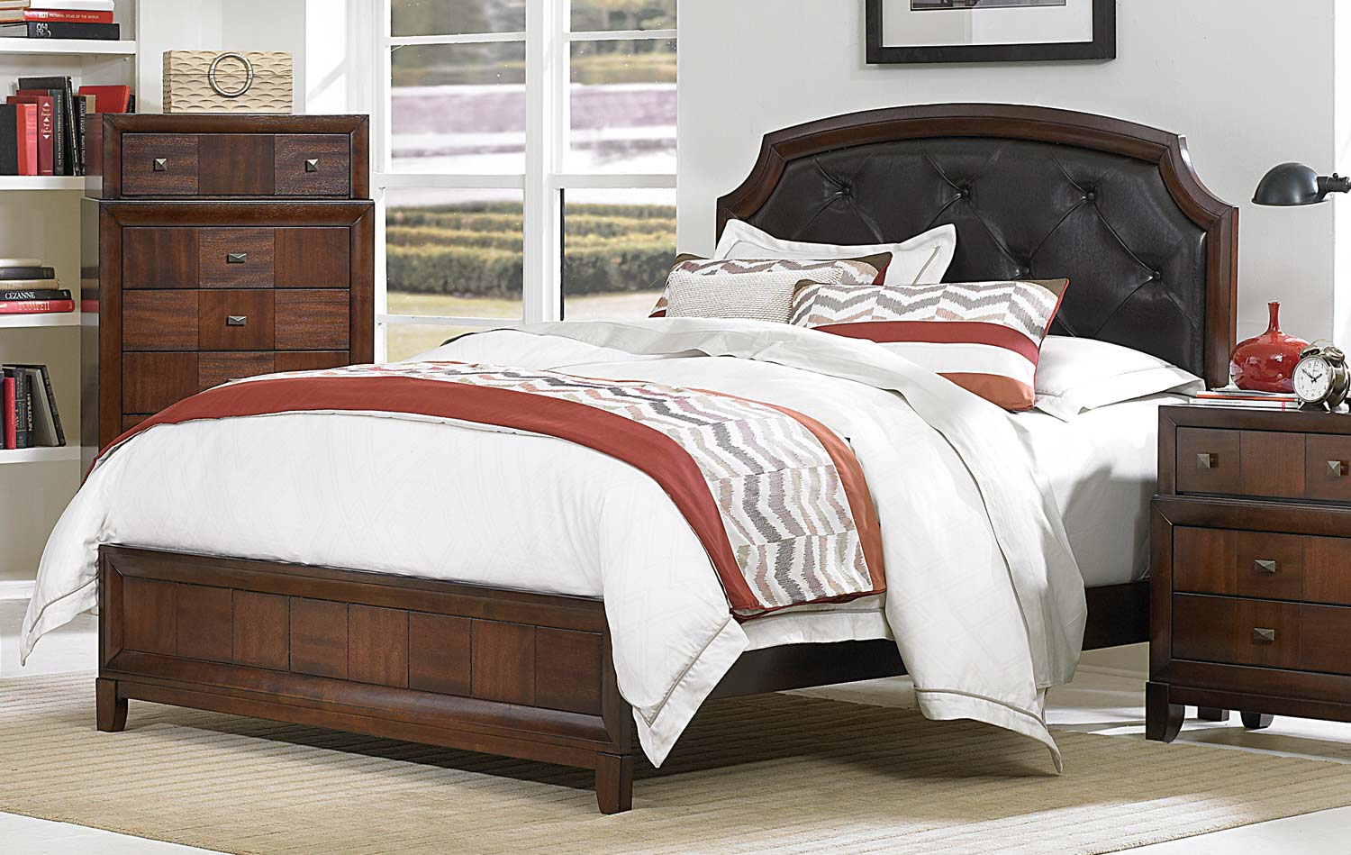 Homelegance Carrie Ann Upholstered Bed - Parquet Cherry