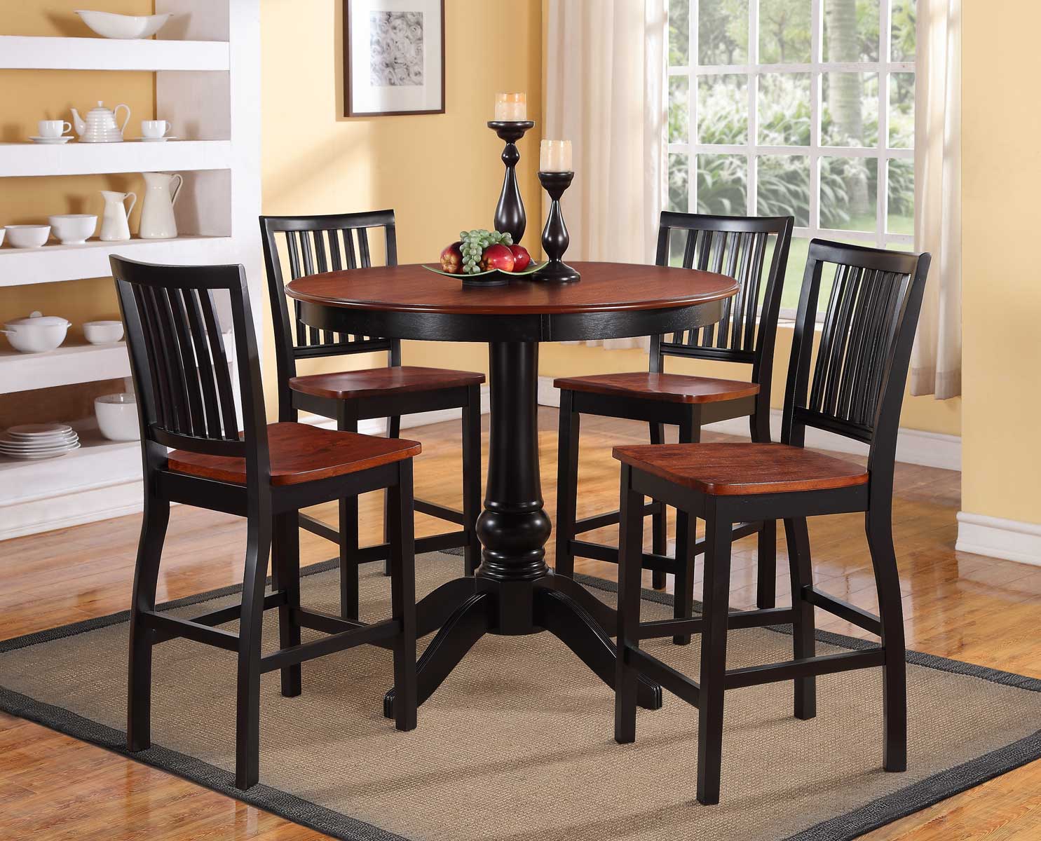 Homelegance Sunburry 5PC Counter Height Dinette Set - Medium Cherry Homelegance Sunburry 5PC Counter Height Dinette Set - Medium Cherry