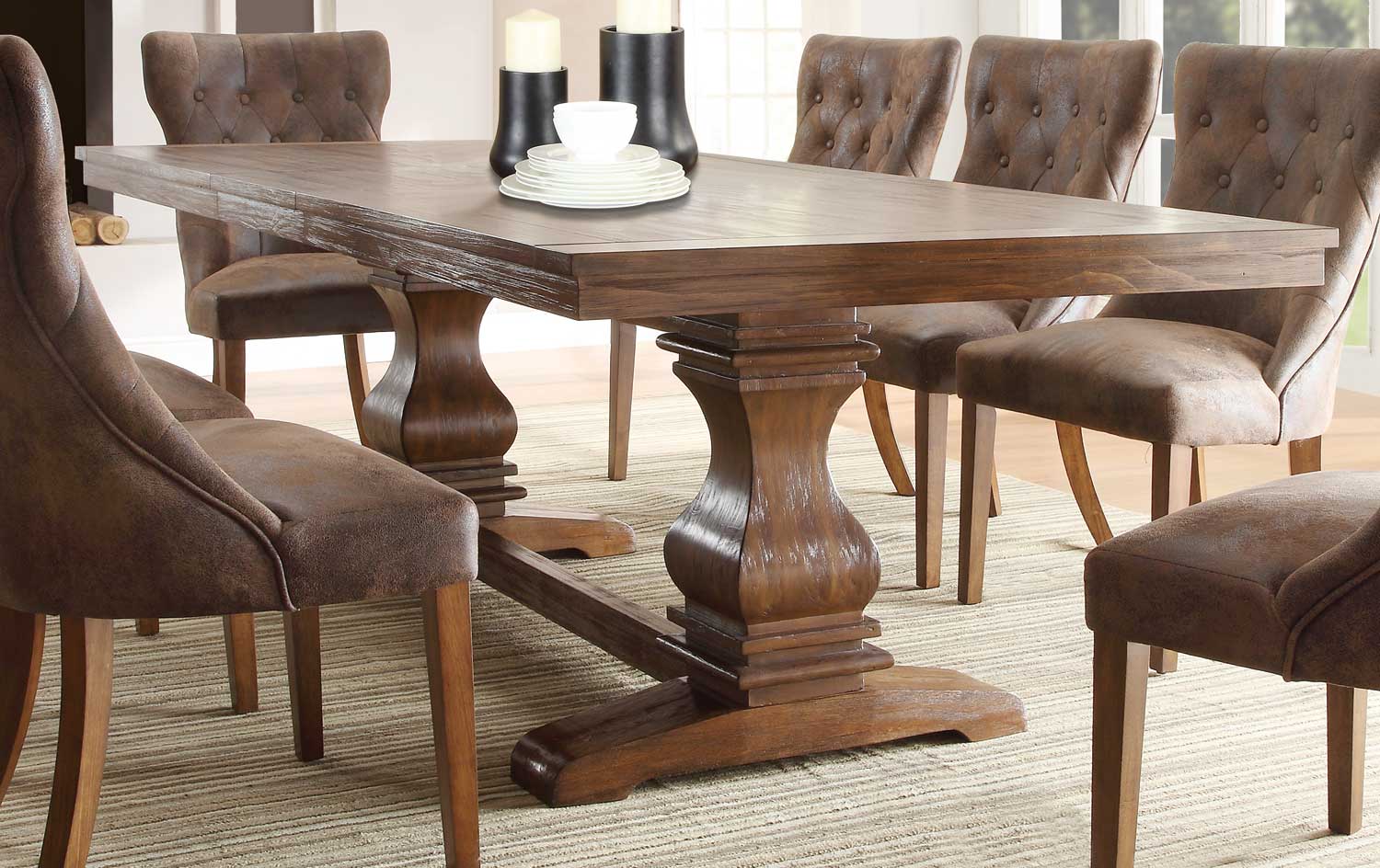 Homelegance Marie Louise Dining Table - Rustic Oak Brown