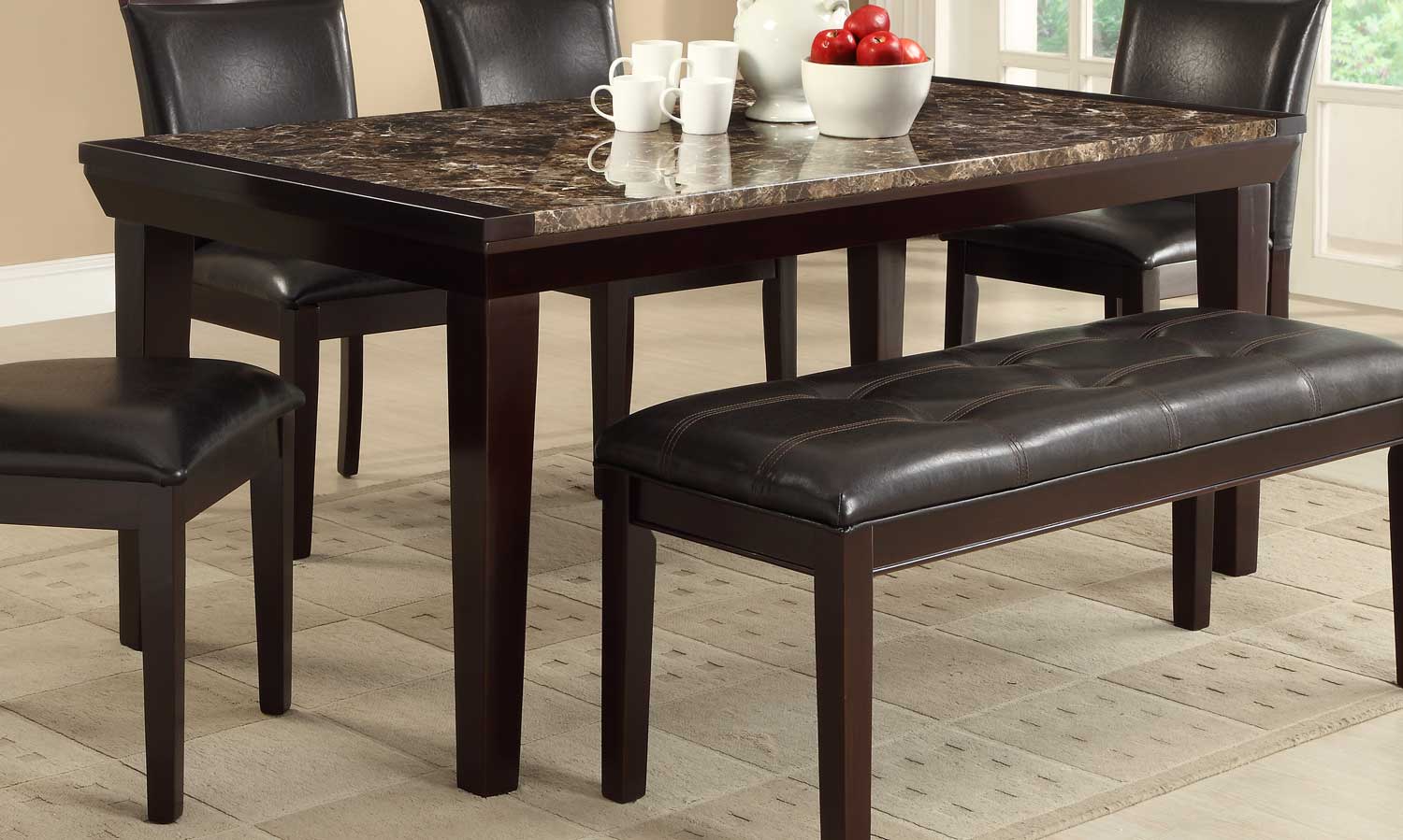 Homelegance Thurston Faux Marble Dining Table - Espresso