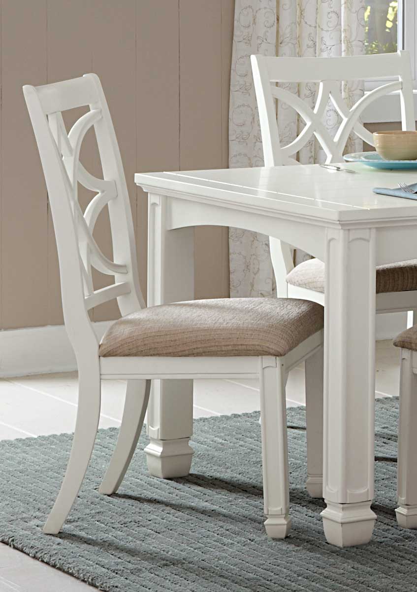 Homelegance Kentucky Park Side Chair - White - Beige Fabric