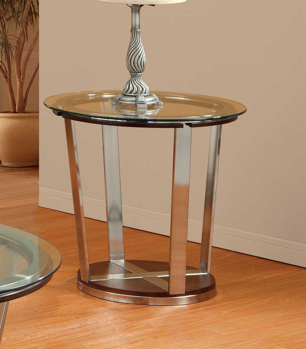 Homelegance Dunham End Table - Medium Brown Wood and Bronzed over Metal