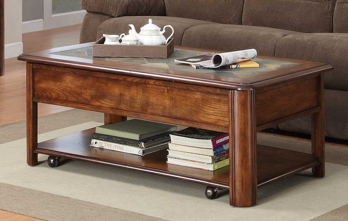 Homelegance McMillen Lift Top Cocktail Table with Caster - Burnish Oak