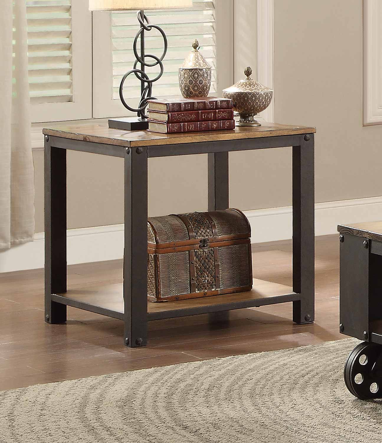 Homelegance Leandra End Table - Wood Table Top with Metal Framing