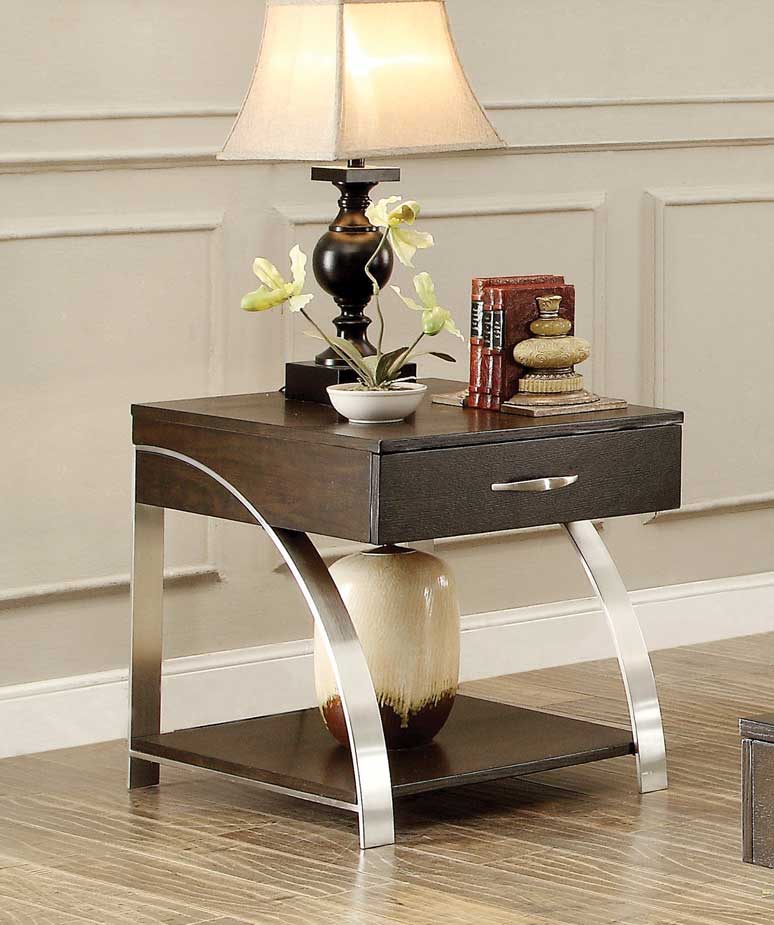 Homelegance Tioga End Table with Functional Drawer - Espresso